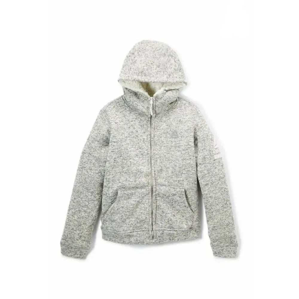 Reebok Gray Oatmeal Sherpa Fleece Lined Zip Up Girls’ Hoodie Jacket Size 5/6